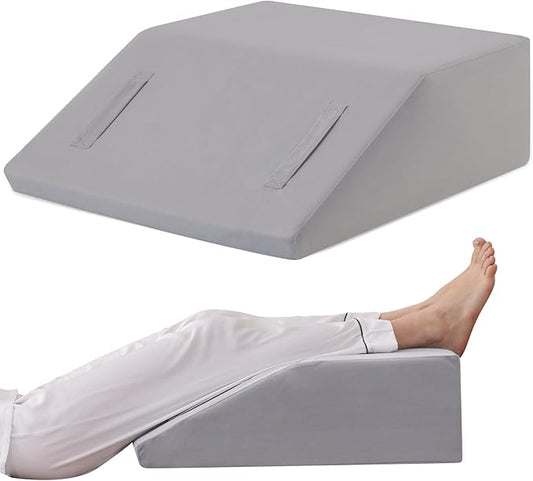 Leg Elevation Pillows for Sleeping, Memory Foam Wedge Pillow for Legs, Knee Wedge Pillow for After Surgery, Swelling, Back Pain and Circulation, Non-Slip Bottom, Removable Cover (6 Inch)