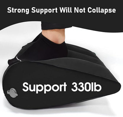 Inflatable Wedge Pillow - Leg Pillow for Sleeping, Leg Elevation Pillow, Lumbar Pillow Reduces Waist and Back Pressure, Portable Wedge Cushion for Sleeping, Bed, Travel, Camping, Black