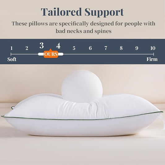 Hotel-Quality Bedding Bed Pillows for Sleeping - Queen Size Set of 2, 100% Breathable Cotton Cover Soft Supportive Fluffy Pillows 2 Pack Full size20*28（Green）