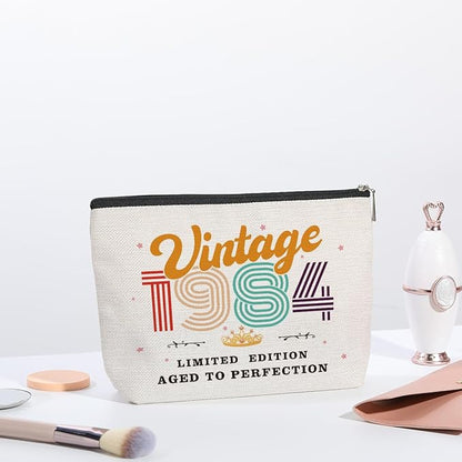 40th Birthday Gifts for Women, 1984 Vintage Makeup Bag, Best 40 Year Old Birthday Gift Ideas for Sisters, Friends, BFF, Mom, Coworker, Bonus Mom, Funny Anniversary Ideas for Her