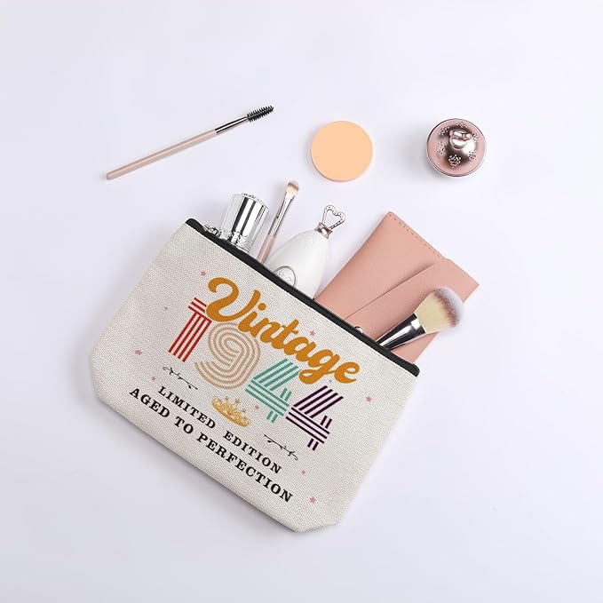 80th Birthday Gifts for Women, 1944 Vintage Makeup Bag, Best 80 Year Old Birthday Gift Ideas for Mom, Bonus Mom, Grandma, Nana, Gigi, Funny Anniversary Ideas for Her