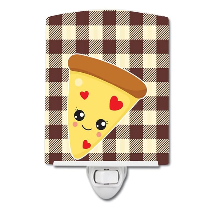 Caroline's Treasures BB9136CNL Pizza Ceramic Night Light Compact, UL-Certified, Ideal for Bedroom, Bathroom, Nursery, Hallway, Kitchen, 6x4x3, Multicolor