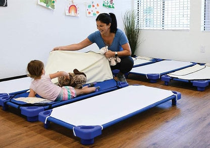 Pack of 6 Cot Sheet for Daycare Preschool Cot Bed -Polyblend Fabric with Corner Elastic Cots Sheets Fits On 22" X 52" Inches Size Toddler and Preschool Daycare Cot Sage 22 X 52 Size
