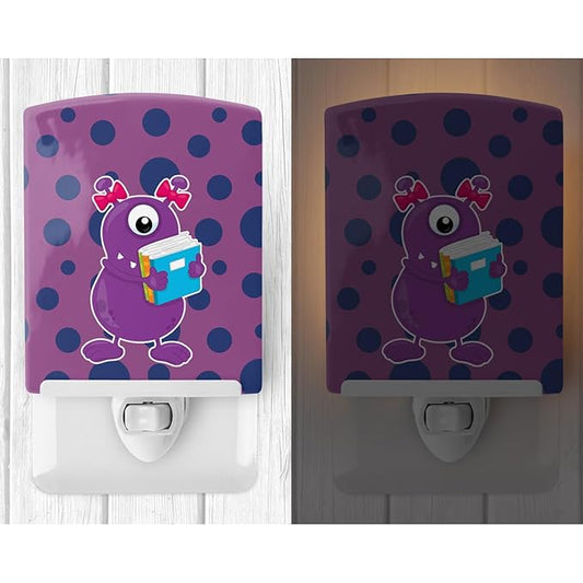 Caroline's Treasures BB8861CNL Monster Purple Ceramic Night Light Compact, UL-Certified, Ideal for Bedroom, Bathroom, Nursery, Hallway, Kitchen, 6x4x3, Multicolor