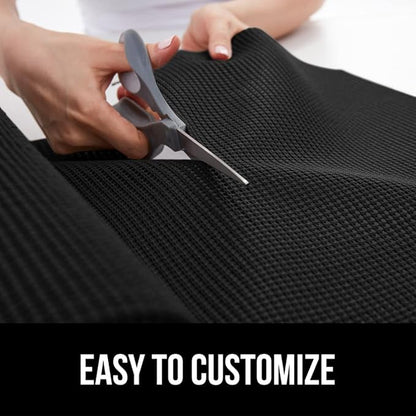 Gorilla Grip powerGRIP Drawer Shelf and Cabinet Liner, Thick Strong Hold, Non-Adhesive Liners Protect Kitchen Cabinets and Cupboard, Bathroom Drawers, Easy Install, Breathable Mat, 24" x20', Black