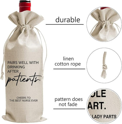 Nurse Gift Wine Bag, Gift for Nurse, Nursing School Gift, Pairs Well with Nursing, Gift Bag for Nurse Appreciation, Gift for Her, Graduation Gift, Birthday, Colleague, Friends (DL062）