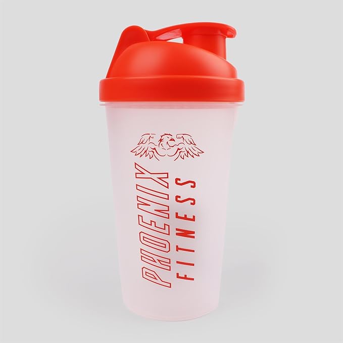 Phoenix Fitness Protein Shaker Bottle - 500ml Leakproof Bottle with Screw Top Lid and Mesh Grid - Dishwasher Safe BPA Free Sports & Gym Bottle - Orange