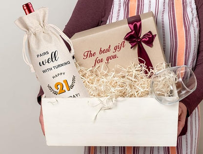 LANBAIHE 21st Birthday Gifts for Her,21st Birthday Gift for Women Men, 21 Years Old Birthday Gifts Wine Bag, 21st Birthday Decorations Party Supplies- 2003 Birthday (21 BIRTHDAY)