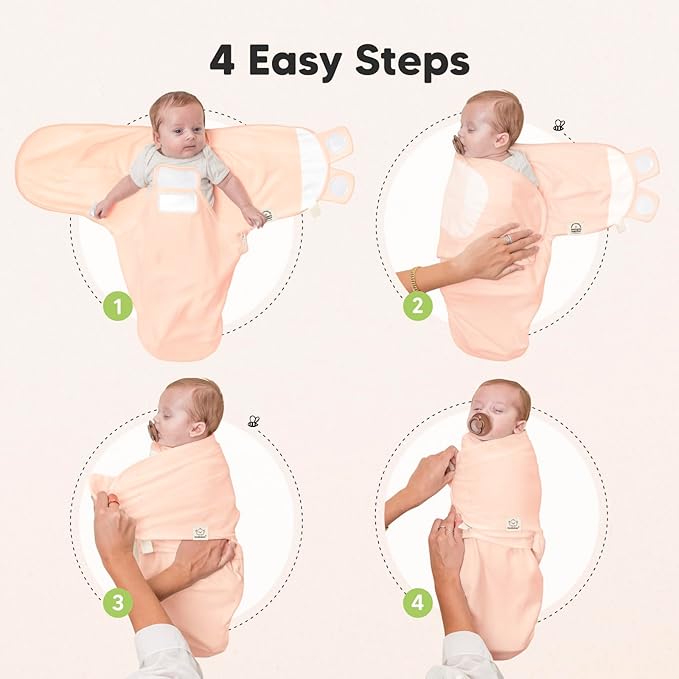 Baby Swaddle Sleep Sacks with Zipper - 3-Pack Newborn Swaddle Sack, Baby Swaddles Sleep Sack 0-3 Months, Wearable Blanket Baby, Baby Swaddle Blanket Wrap, Swaddle Sack, Easy Change Swaddle (Angelic)
