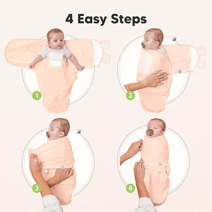 Baby Swaddle Sleep Sacks with Zipper - 3-Pack Newborn Swaddle Sack, Baby Swaddles Sleep Sack 0-3 Months, Wearable Blanket Baby, Baby Swaddle Blanket Wrap, Swaddle Sack, Easy Change Swaddle (Angelic)