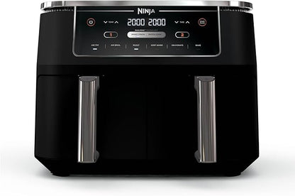 Ninja DZ302 Foodi 10-qt. 6-in-1 DualZone Smart XL Air Fryer with 2 Independent Baskets, Match Cook & Smart Finish to Air Fry, Air Broil, Roast, Bake, Dehydrate, & Keep Warm, Black