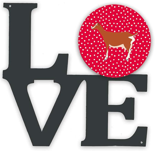 Caroline's Treasures CK5308WALV Toggenburger Goat Love Metal Wall Artwork LOVE, Red Indoor Outdoor Art Decor Patio, Bathroom, Kitchen Colorful Aluminum and Black Steel Sculpture