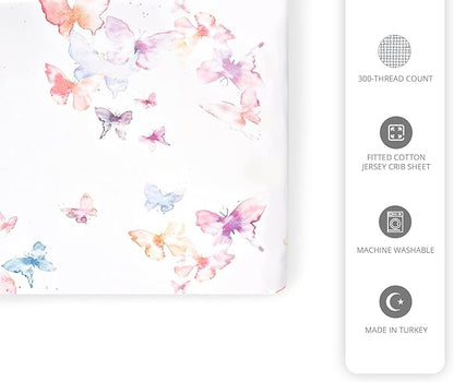 Crib Sheets - Crib Sheets Girl -Crib Sheets Boy - Jersey Sheets - Nursery Bedding - Toddler Bedding Sets for Girls - Toddler Bedding Sets for Boys - Baby Crib Sheets - OILO Studio Crib Sheet Butterfly