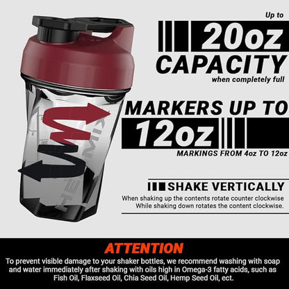 HELIMIX 1.5 Vortex Blender Shaker Bottle Holds Upto 20oz | No Blending Ball or Whisk | USA Made | Portable Pre Workout Whey Protein Drink Shaker Cup | Mixes Cocktails Smoothies Shakes | Top Rack Safe