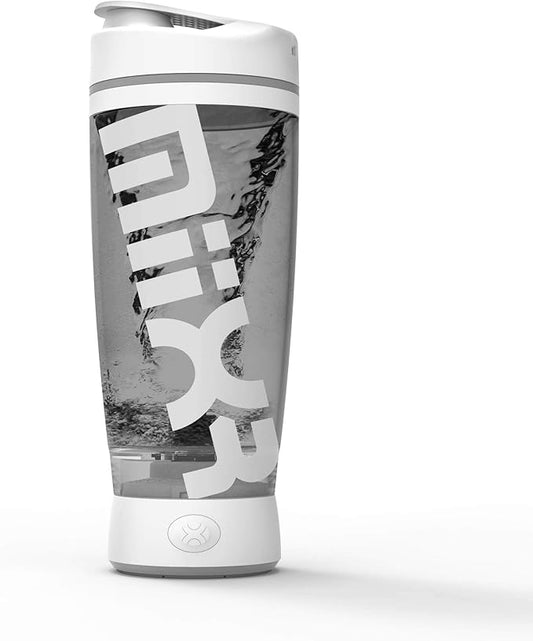 Promixx Original Shaker Bottle (MiiXR Edition) - Battery-powered for Smooth Protein Shakes - BPA Free, 20oz Cup (White/Gray)
