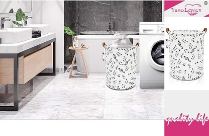 Kids Laundry Basket Kids Hamper Baby Laundry Hamper Toy Storage Bin for Boys Room Decor Nursery Hamper Gift Baskets for Bedroom Bathroom(Musical Note)