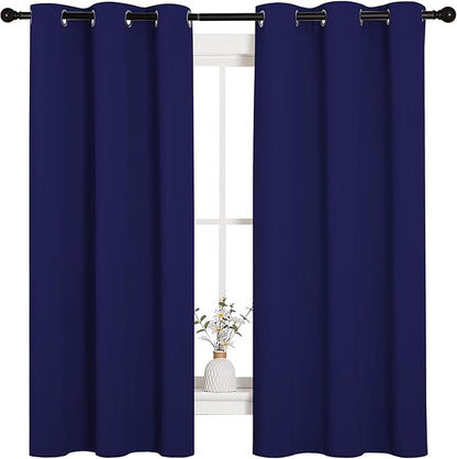 NICETOWN All Season Thermal Insulated Solid Grommet Top Blackout Curtains/Drapes/Panels for Kid's Room (Royal Blue, 2 Panels, 42 x 63 Inch)