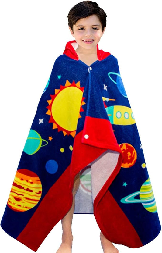 Wowelife Kids Beach Towels, Hooded Towels for Kids, Poncho Towel Wrap, Premium 100% Cotton Soft and Breathable, Extra Large 50"x30", Multi Use for Bath Pool Beach Swim Bathroom