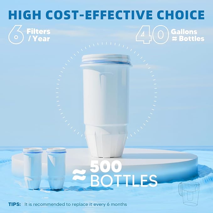 Water Filter Replacement 5-Stage Compatible with Zero Pitcher and Dispenser ZR-001 ZR-017 ZR-004 ZP-006 ZD-013 ZS-008, Filter System Fit for Zero Water Filter, 4 Pack