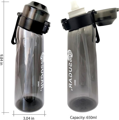 Leak Proof 650ML Scented Sports Water Bottle With Straw and Flavor Pods - Great Gift Idea for Outdoor Activities