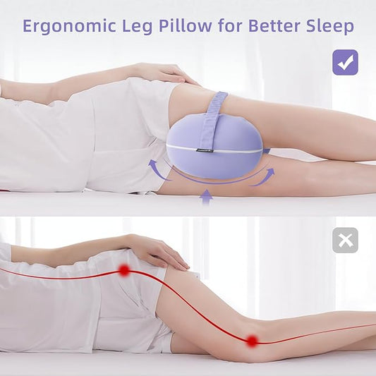 Knee Pillow for Side Sleepers - Memory Foam Knee Pillow with Cooling Cover, Leg Pillow for Side Sleeping - Leg Positioner Pillows for Sciatica Hip Pain & Spine Alignment (Soft Purple)