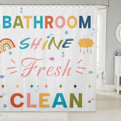 Feelyou Boys Girls Colorful Quotes Bath Curtain Inspirational Words Bathroom Shower Curtain Set Rainbow Shower Curtain Kids Cartoon Cute Teens Bathroom Accessories Room Decor 72"x78"