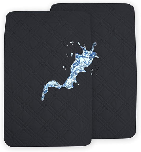 Waterproof Mini Crib Mattress Protector 2 Pack, Ultra Soft Breathable Mini Crib Mattress Pad Cover for Boys Girls Neutral, Fit Pack N Play, Playard and Mini Crib Mattresses, Black