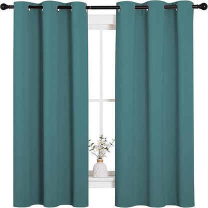 NICETOWN Thermal Insulated Solid Grommet Blackout Curtains/Drapes/Panels for Dining Room (Sea Teal, 1 Pair, 42 by 63-Inch)