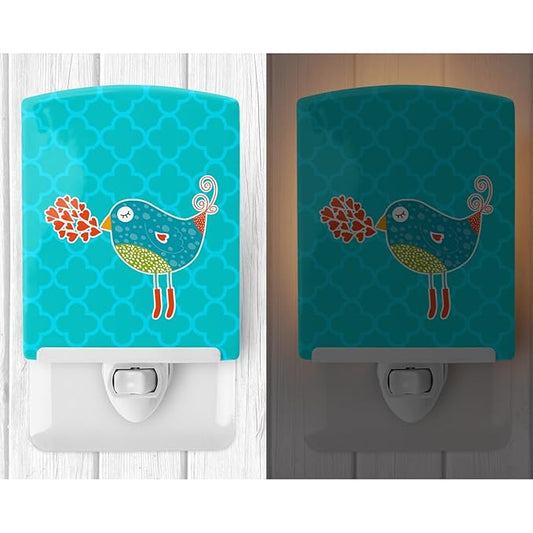 Caroline's Treasures BB6760CNL Birdy Love Ceramic Night Light Compact, UL-Certified, Ideal for Bedroom, Bathroom, Nursery, Hallway, Kitchen, 6x4x3, Multicolor