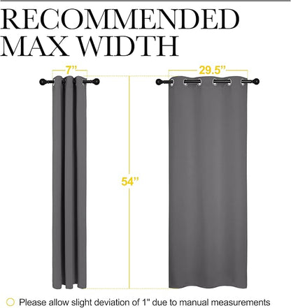 NICETOWN Bedroom Curtains Blackout Drapery Panels, Three Pass Microfiber Thermal Insulated Solid Ring Top Blackout Window Curtains/Drapes (Two Panels, 34 x 54 inches, Gray)