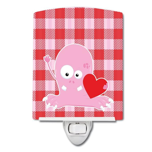 Caroline's Treasures BB9119CNL Cupid Monster Angel on Plaid Ceramic Night Light Compact, UL-Certified, Ideal for Bedroom, Bathroom, Nursery, Hallway, Kitchen, 6x4x3, Multicolor