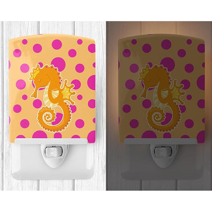 Caroline's Treasures BB8835CNL Beach Seahorse Ceramic Night Light Compact, UL-Certified, Ideal for Bedroom, Bathroom, Nursery, Hallway, Kitchen, 6x4x3, Multicolor