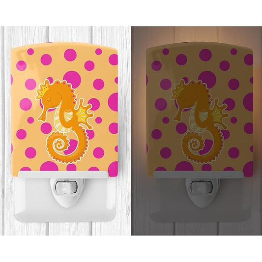 Caroline's Treasures BB8835CNL Beach Seahorse Ceramic Night Light Compact, UL-Certified, Ideal for Bedroom, Bathroom, Nursery, Hallway, Kitchen, 6x4x3, Multicolor