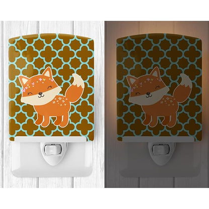 Caroline's Treasures BB6939CNL Fox on Quatrafoil Ceramic Night Light Compact, UL-Certified, Ideal for Bedroom, Bathroom, Nursery, Hallway, Kitchen, 6x4x3, Multicolor