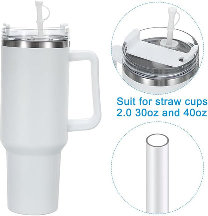PATIKIL Silicone Spill Stopper for Straw Cup 1.0 40oz/ 30oz, Set of 6 Tumbler Accessories Including 2 Straw Cover Cap, 2 Square Spill Stopper and 2 Round Leak Stopper, White/Pink
