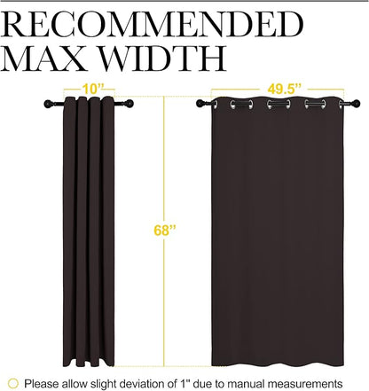 NICETOWN Blackout Curtain Panels for Bedroom Window, Triple Weave Microfiber Energy Saving Thermal Insulated Blackout Draperies and Drapes(2 PCs, 55 inches by 68 inches Each Panel, Toffee Brown)