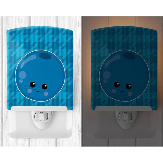 Caroline's Treasures BB6984CNL Blueberry Face Ceramic Night Light Compact, UL-Certified, Ideal for Bedroom, Bathroom, Nursery, Hallway, Kitchen, 6x4x3, Multicolor