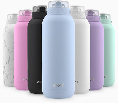 Ello Cooper 40oz Stainless Steel Water Bottle with Straw and Carry Handle, Double Walled and Vacuum Insulated Metal, Leak Proof Locking Lid with Soft Silicone Spout, Reusable, BPA Free, Yucca