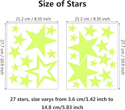 Glow in The Dark Moon and Stars Wall Stickers|435 Pcs Luminous Mural Decals for Ceiling and Wall| Perfect for Nursery Classroom Playroom Bedroom Living Room Decoration (Peel and Stick)