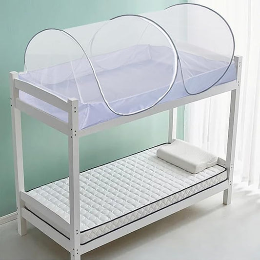 Akiky Mosquito Net Pop Up Bed Net Tent with Gray Bottom Portable&Foldable Bed Canopy for Bunk Bed Twin/Twin XL Bed Sleeping Tent for Indoor Outdoor