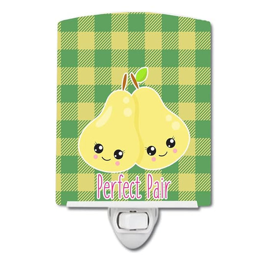 Caroline's Treasures BB9133CNL Perfect Pear Ceramic Night Light Compact, UL-Certified, Ideal for Bedroom, Bathroom, Nursery, Hallway, Kitchen, 6x4x3, Multicolor