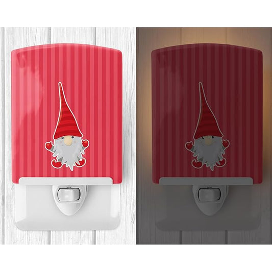 Caroline's Treasures BB8782CNL Christmas Gnome Happy Ceramic Night Light Compact, UL-Certified, Ideal for Bedroom, Bathroom, Nursery, Hallway, Kitchen, 6x4x3, Multicolor