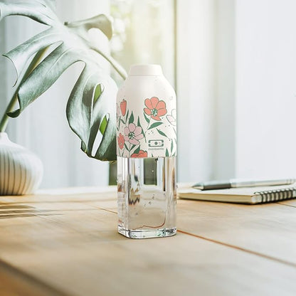 monbento - Water Bottle MB Positive M Bloom 17 Oz - Leakproof Water Bottle Perfect for Work, Travel, Sport, or to Slip into a Handbag - BPA Free - Food Grade Safe - Flowers Pattern - Pink
