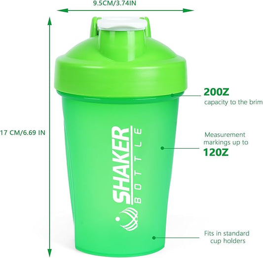 Shaker Bottle, 400ml Small Protein Shaker Cup with Mixing Ball for Smooth blending, Leak-Proof GYM Workout Water Bottles for protein& Smoothie Shake，Bpa Free (13oz / Green)