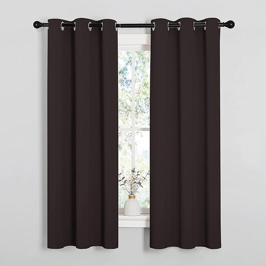 NICETOWN Blackout Curtain Panels for Bedroom Window, Triple Weave Microfiber Energy Saving Thermal Insulated Solid Grommet Blackout Draperies and Drapes (1 Pair, 34 inches by 63 Inch, Toffee Brown)