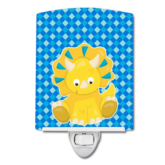 Caroline's Treasures BB6894CNL Triceratops Dinosaur Ceramic Night Light Compact, UL-Certified, Ideal for Bedroom, Bathroom, Nursery, Hallway, Kitchen, 6x4x3, Multicolor