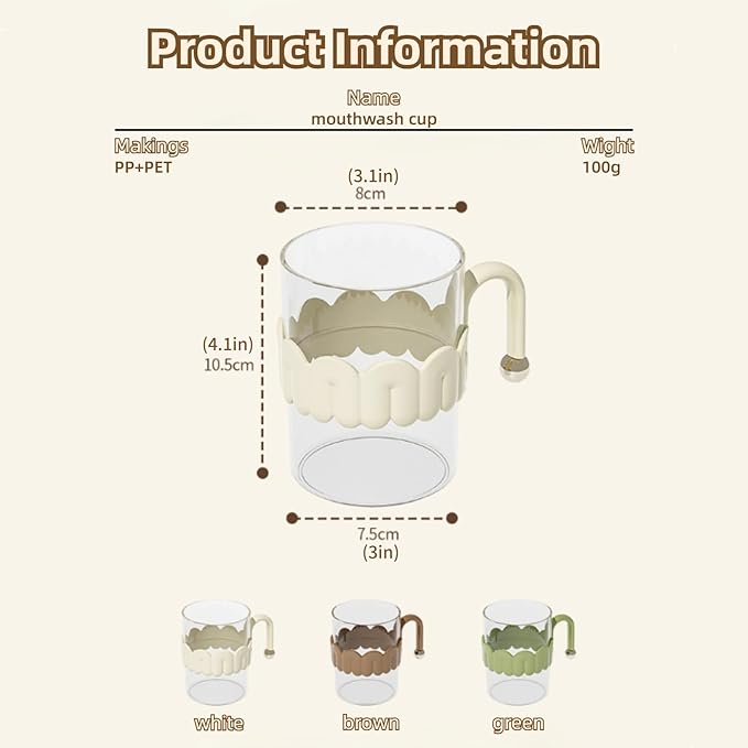Transparent Mouthwash Cups, Toothbrush Holders, Mug for Mouth-Rinsing, Toothbrush Cups, Plastic Toothbrush and Toothpaste Organizer for Bathroom Vanity,Sink,Countertop (Brown)