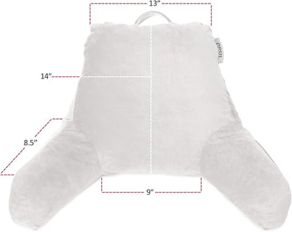 Nestl Reading Pillow for Kids, Small Bed Pillow, Back Pillow for Sitting in Bed, Memory Foam Chair Pillow, Reading & Bed Rest Pillows, White Back Pillow for Bed, Arm Pillow with Pockets