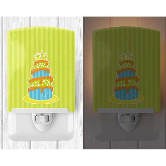 Caroline's Treasures BB8931CNL Dinosaur Birthday Cake Ceramic Night Light Compact, UL-Certified, Ideal for Bedroom, Bathroom, Nursery, Hallway, Kitchen, 6x4x3, Multicolor