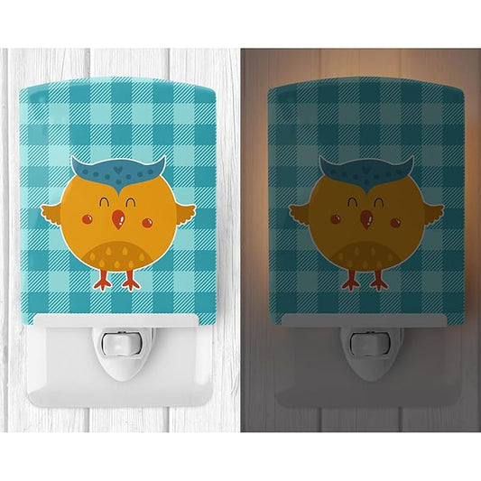Caroline's Treasures BB6732CNL Wise Owl Ceramic Night Light Compact, UL-Certified, Ideal for Bedroom, Bathroom, Nursery, Hallway, Kitchen, 6x4x3, Multicolor
